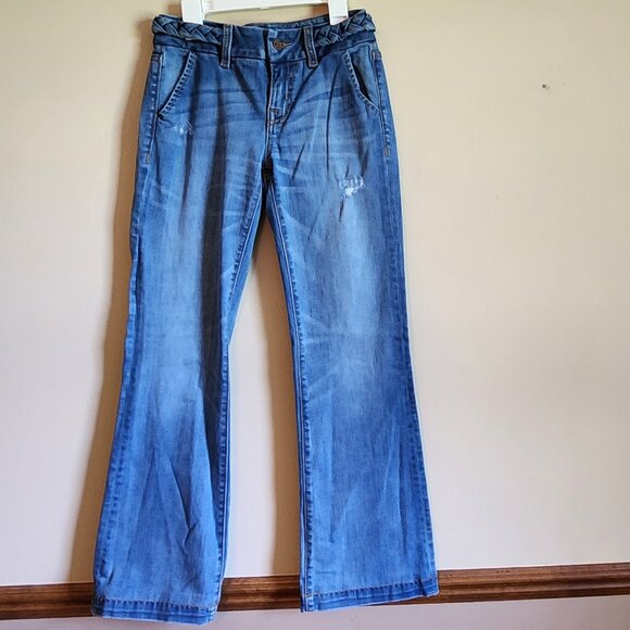 Miss Me - Mid Rise Wide Leg Braided Waist Denim Rodeo Jeans Sz: 25 - Picture 2 of 9
